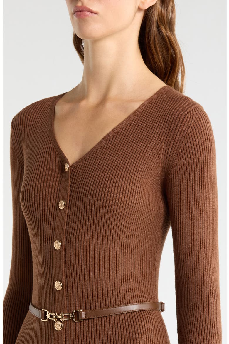 Brydie Long Sleeve Body-Con Midi Dress, Alternate, color, CHOCOLATE BROWN