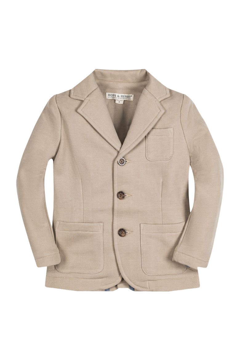 Baby Boys' Fleece Blazer, Infant, Main, color, Taupe Herringbone Fleece