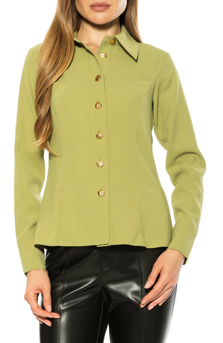 Alexia Admor Leland Button-Up Shirt, Main, color, Sage