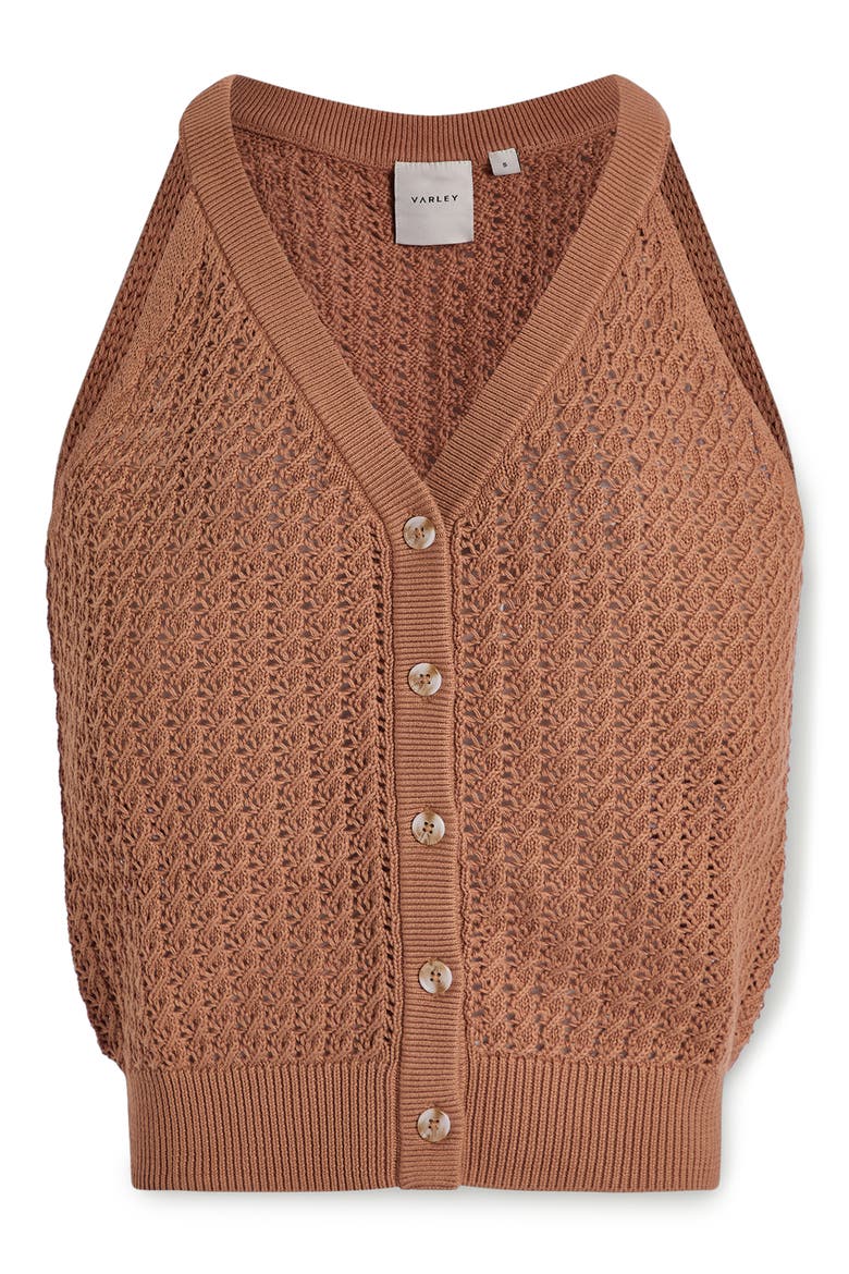 Alessia Open Stitch Cotton Sweater Tank, Alternate, color, CAMEL