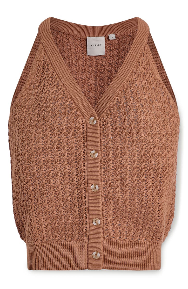 Varley Alessia Open Stitch Cotton Sweater Tank, Alternate, color, Camel