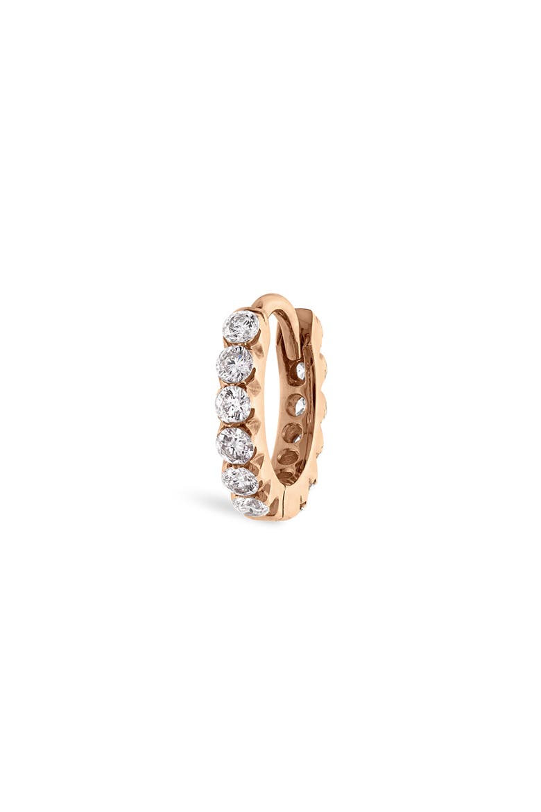 Invisible Set Diamond Single Clicker Hoop Earring, Main, color, 18K ROSE GOLD/ DIAMOND