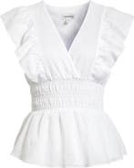Nordstrom Smocked Waist Flutter Sleeve Peplum Top