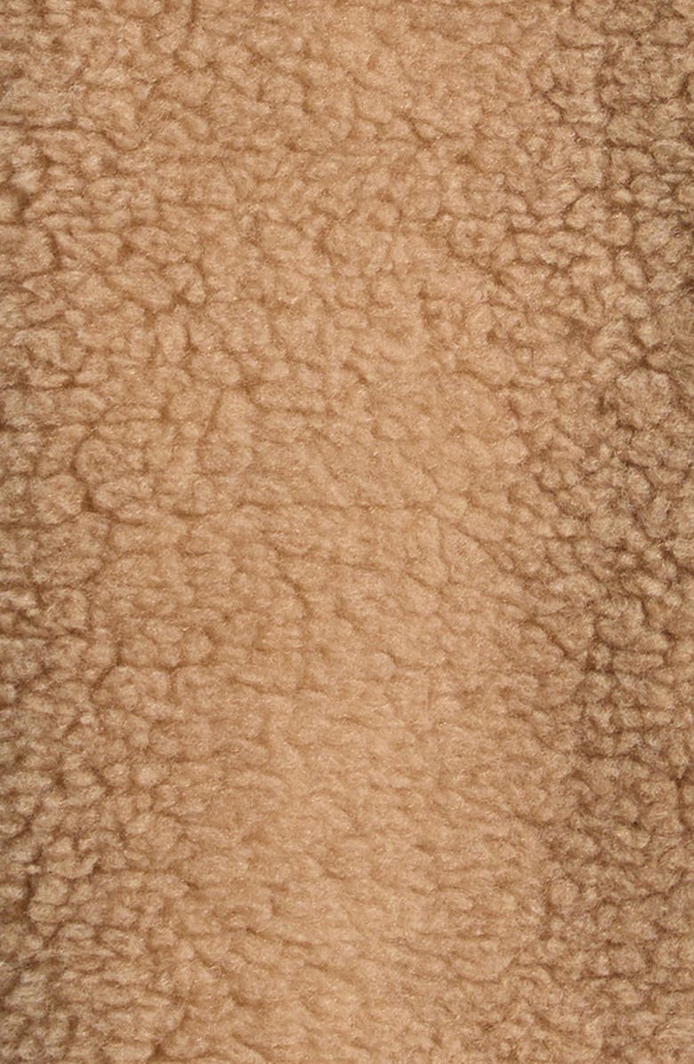 Moncler Teddy Fleece Hooded Romper, Alternate, color, Beige