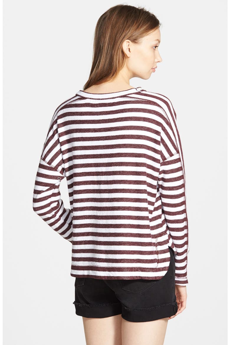 Stripe Pullover Sweatshirt, Alternate, color, RED ROCK