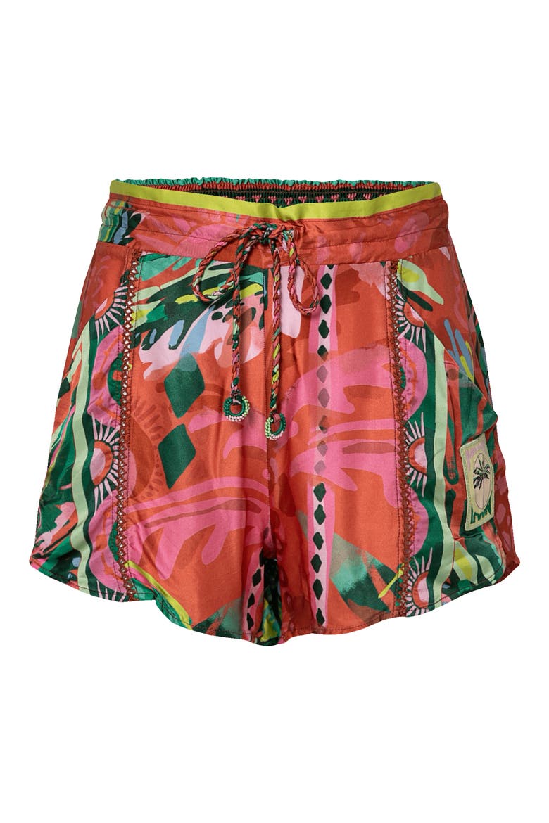Flame Palms Blissful Cover-Up Shorts, Alternate, color, RED