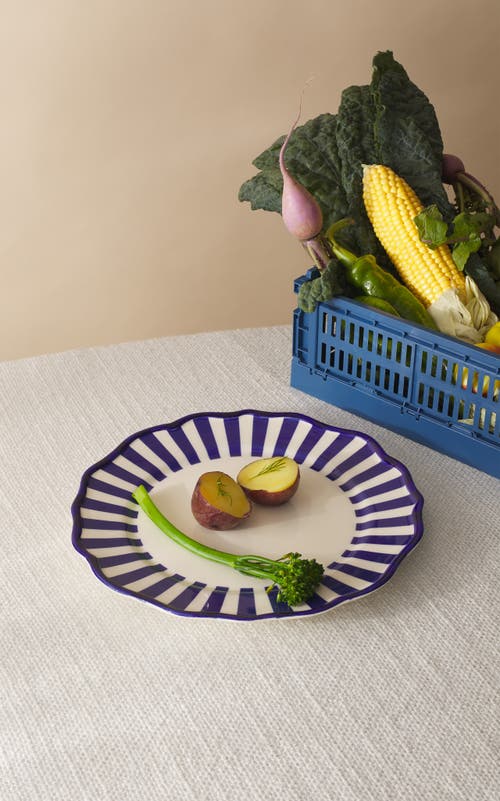Maison Madison Home Riviera 10.5'' Dinner Plate Set Of 4 In Blue/cream