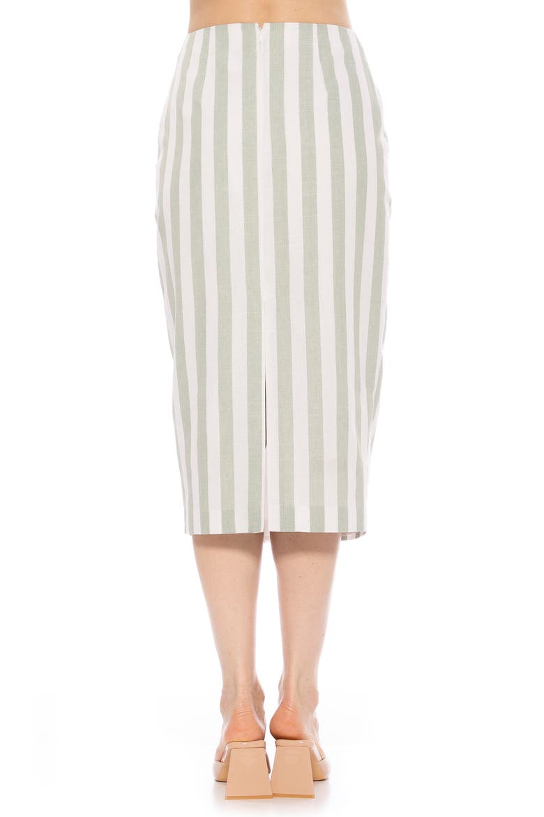 Jacki Stripe Linen Midi Pencil Skirt, Alternate, color, GREEN STRIPE