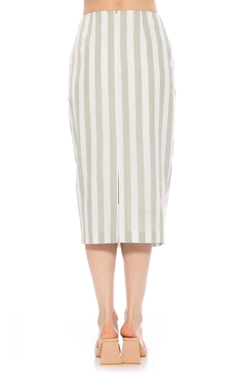 Alexia Admor Jacki Stripe Linen Midi Pencil Skirt, Alternate, color, Green Stripe