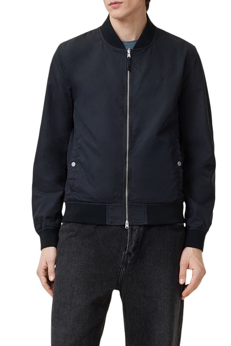Bassett Reversible Bomber Jacket, Main, color, BLACK/ DULL GREEN