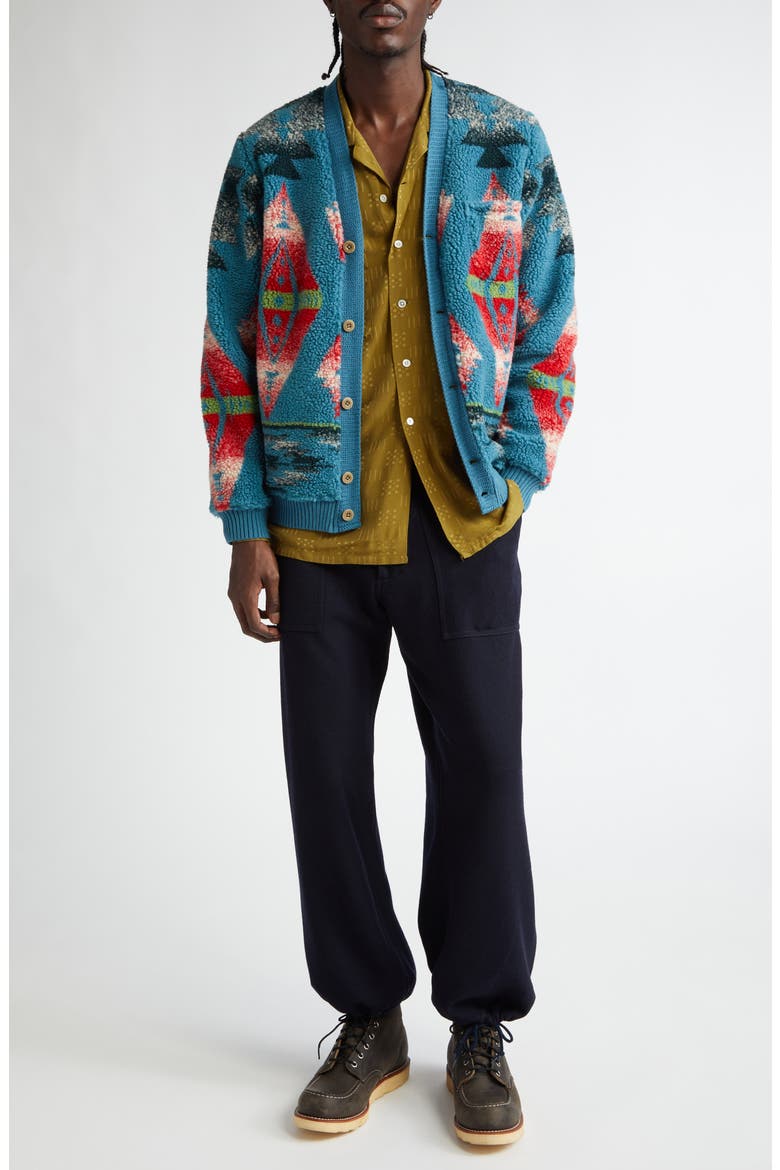 Boa Jacquard Cardigan, Alternate, color, TURQUOISE