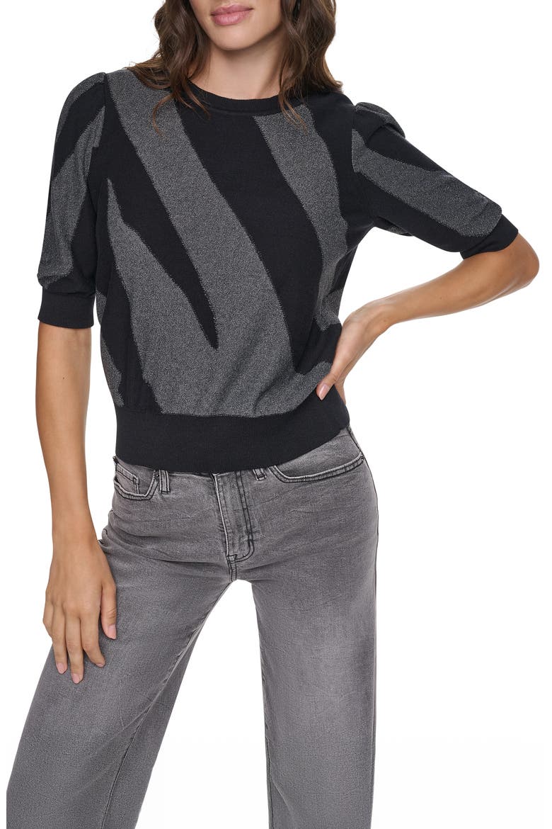 Metallic Colorblock Sweater, Main, color, BLK/ ASPHAL