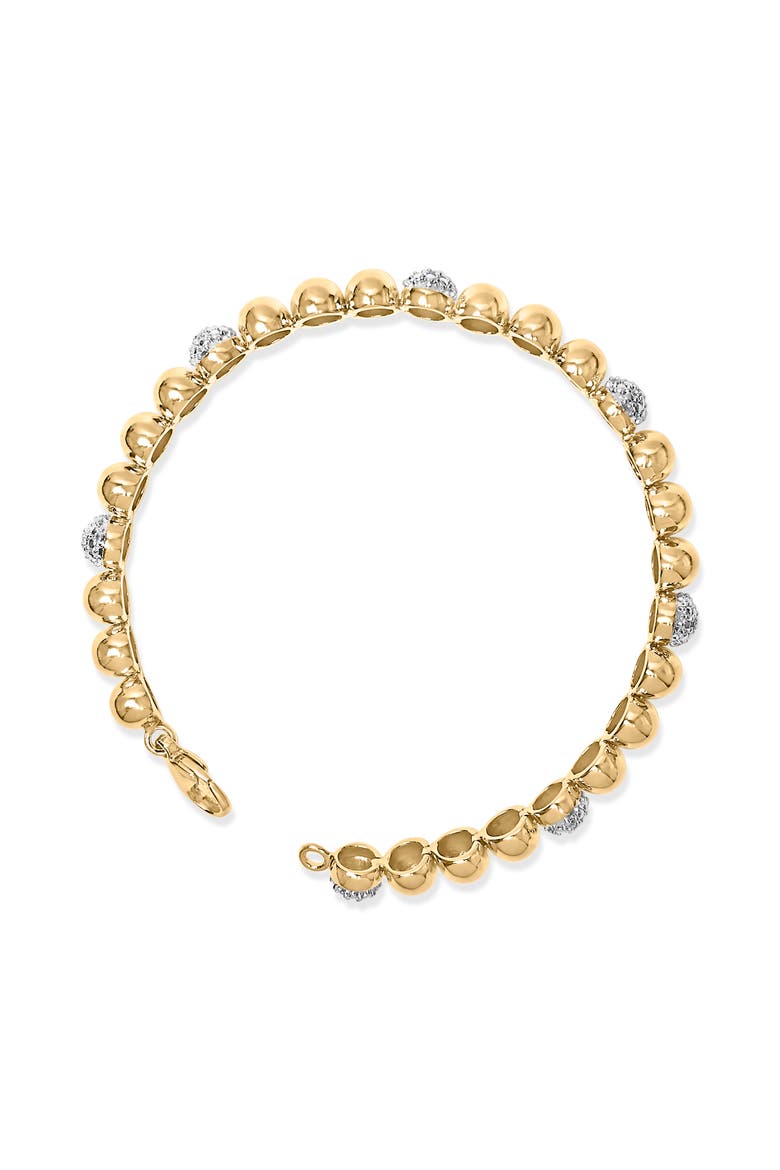 Gold Vermeil 1/5 Cttw Diamond Bold Dome Bead Link Bracelet, Alternate, color, Silver