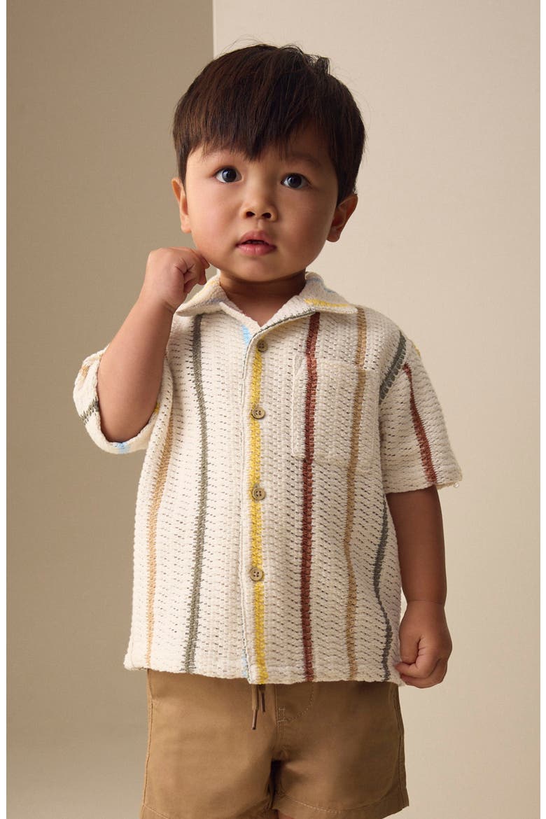 Kids' Textured Stripe Camp Shirt, Alternate, color, NEUTRAL