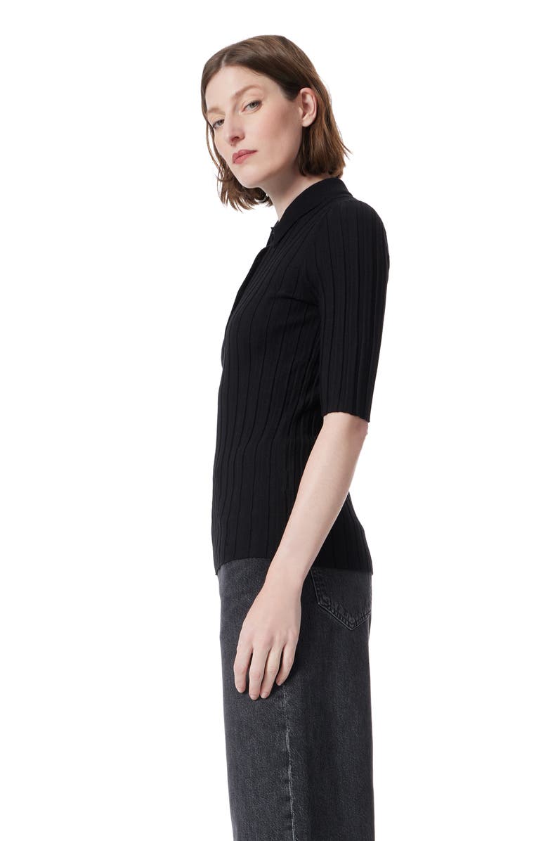 DO by Dee Ocleppo Rib Polo Sweater, Alternate, color, Black