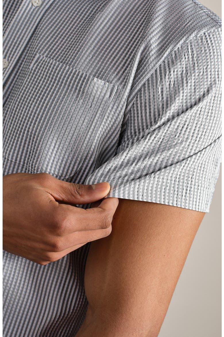Commuter Stripe Seersucker Button-Up Shirt, Alternate, color, STONE STRIPE