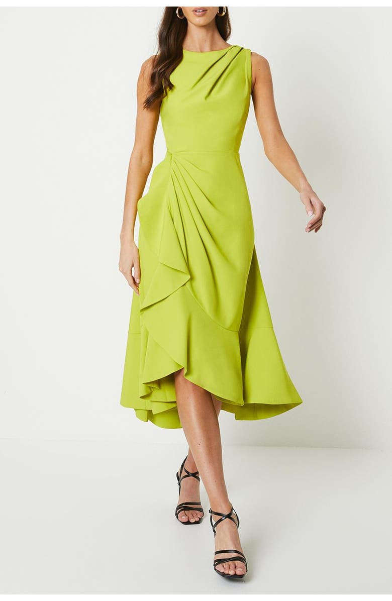 Coast Crepe Ruffle Low Back Dress, Alternate, color, Lime