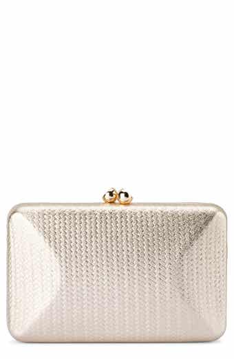 Chica Woven Embossed Metallic Faux Leather Clutch