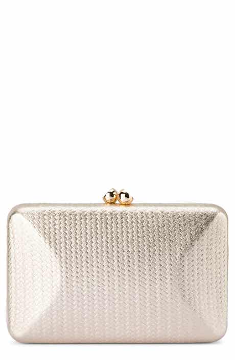 Chica Woven Embossed Metallic Faux Leather Clutch