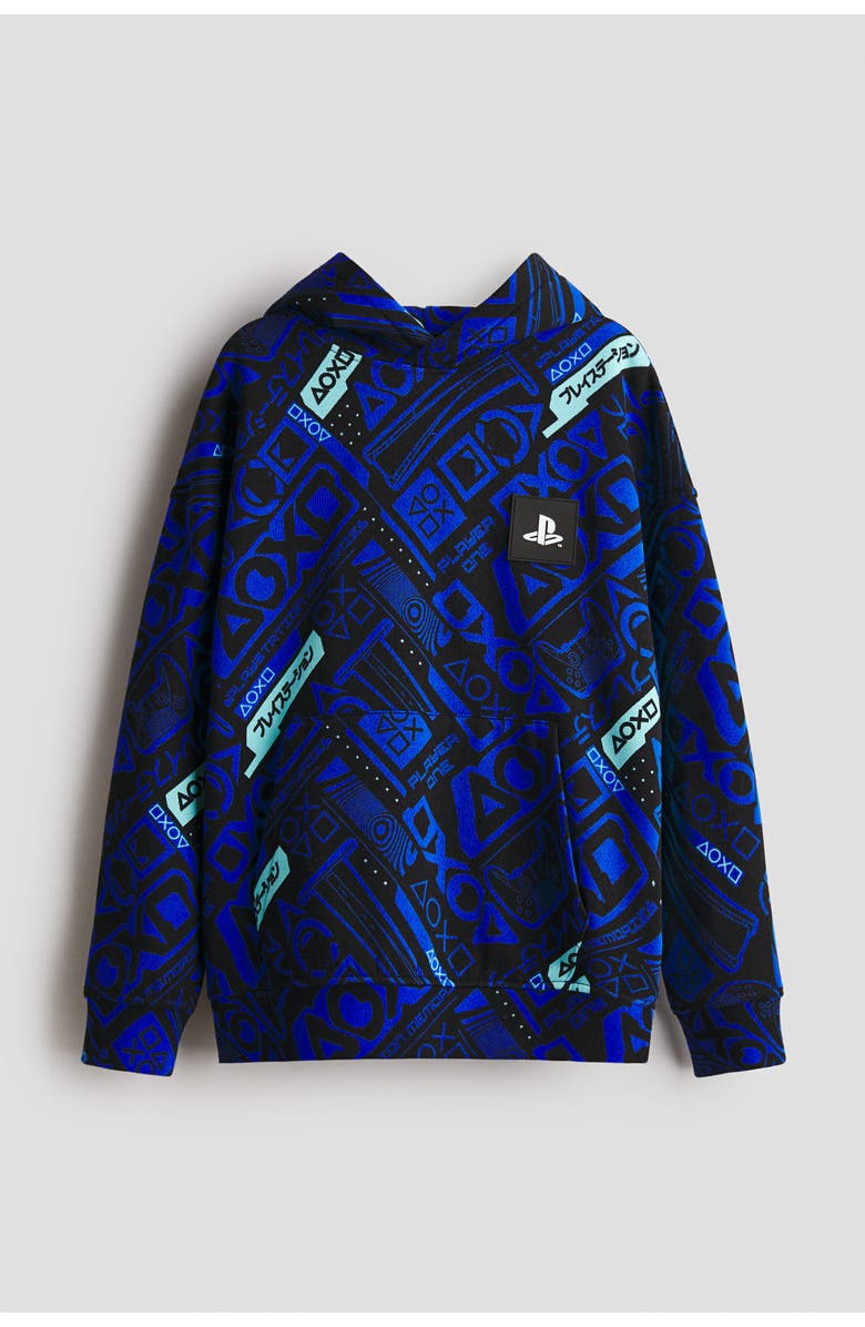 H&M Printed Hoodie, Main, color, Blue/Playstation