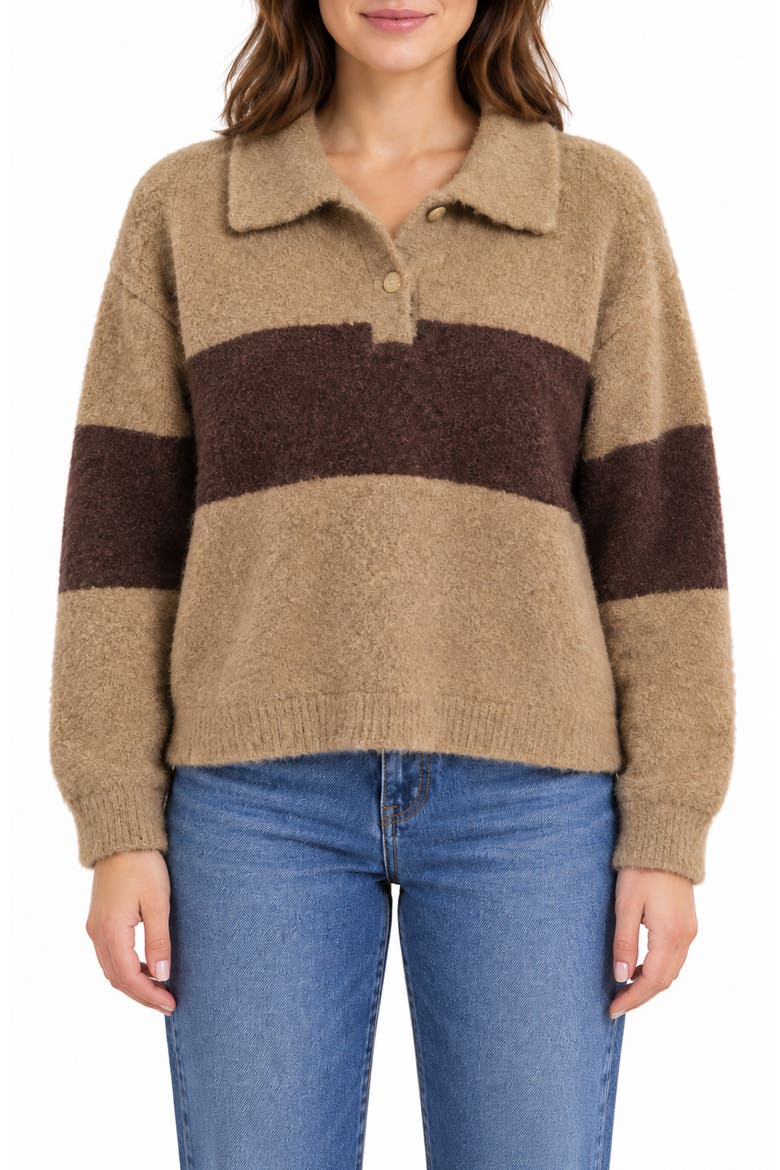Sweater Polo, Main, color, DUNE/ CHOCOLATE