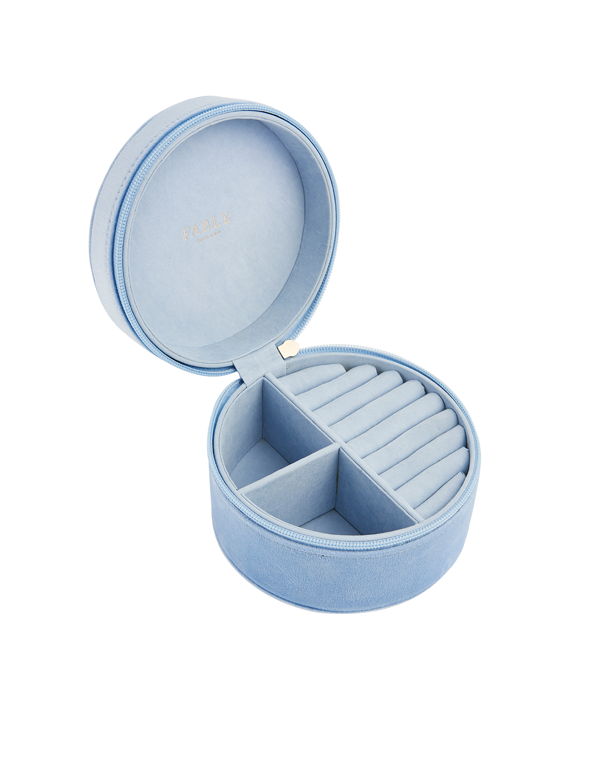 Fable England x Peter Rabbit Blue Velvet Embroidered Circle Jewellery Box, Alternate, color, Light Blue