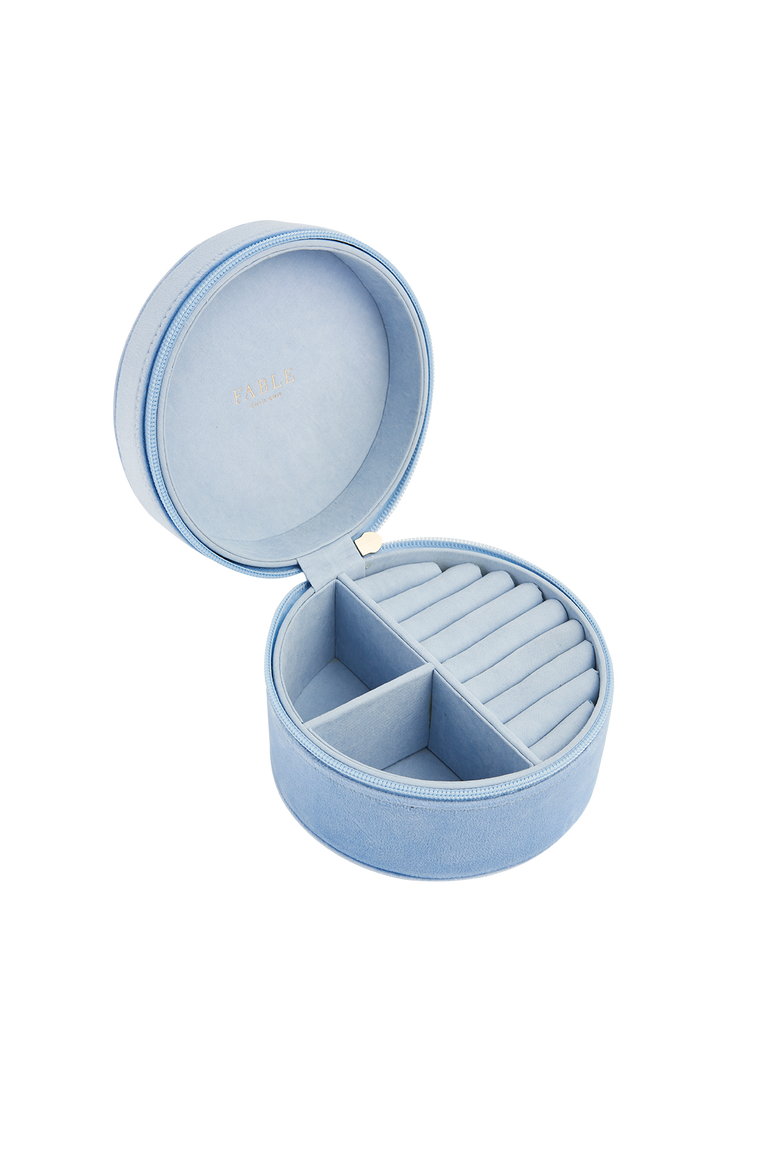x Peter Rabbit Blue Velvet Embroidered Circle Jewellery Box, Alternate, color, Light Blue