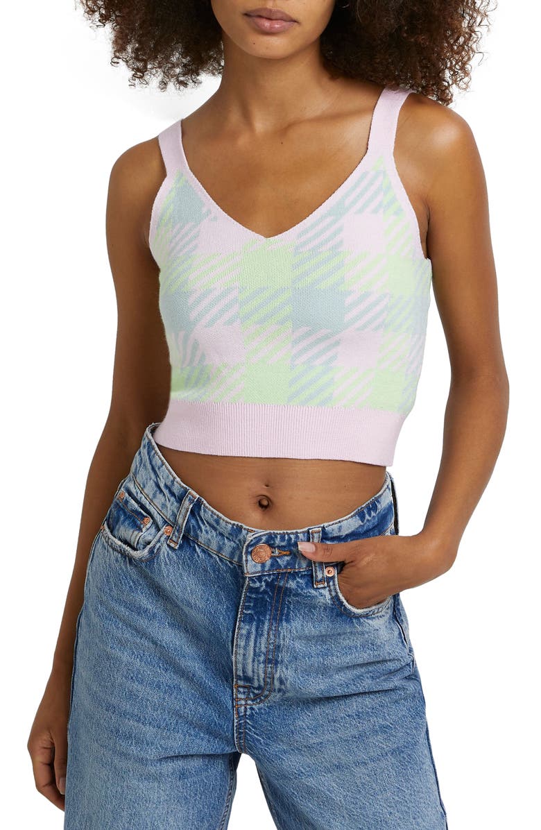 River Island Candy Check Sweater Tank, Main, color, 
