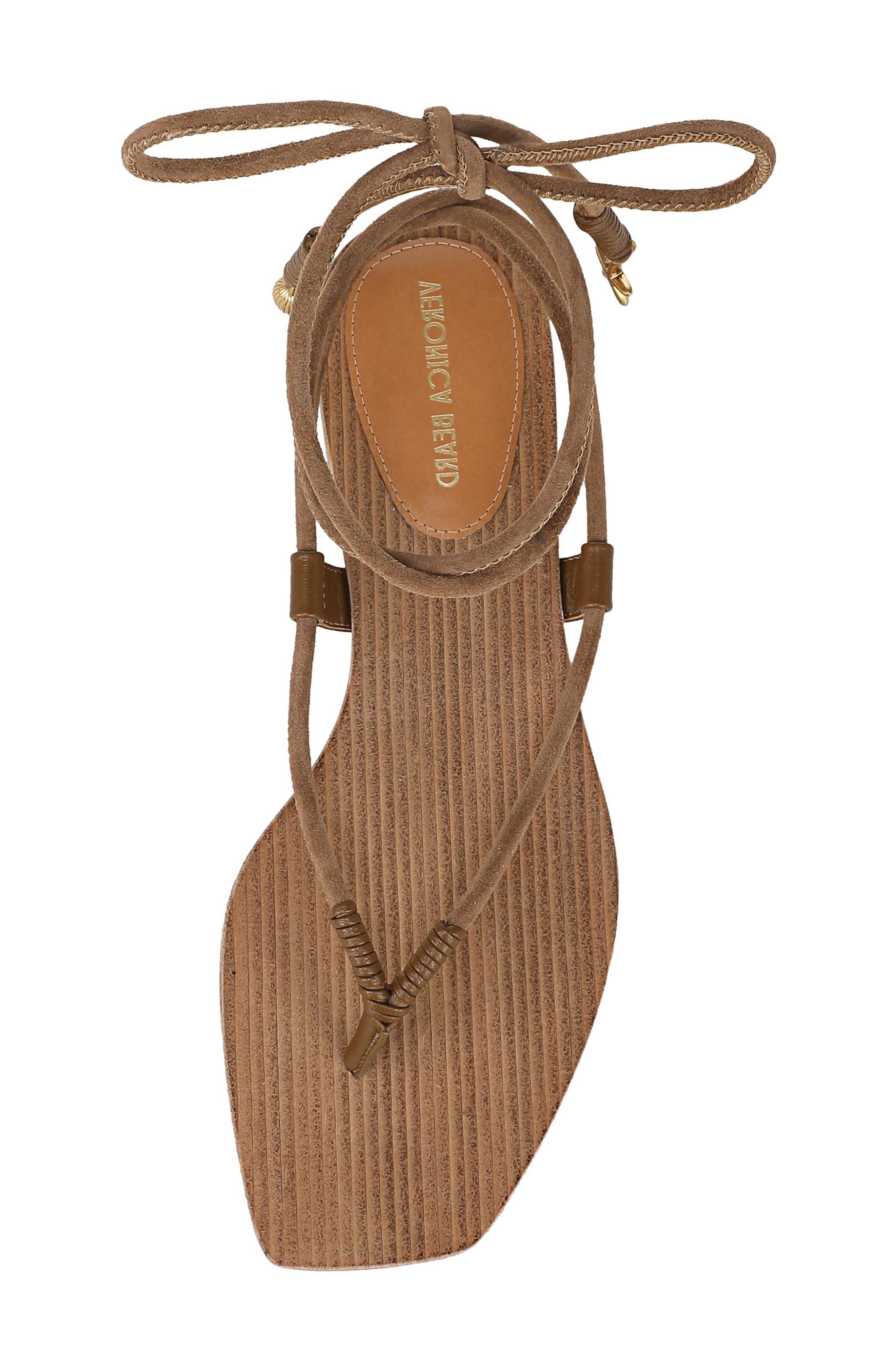 Veronica Beard Rosetta Ankle Wrap Sandal, Alternate, color, Chestnut