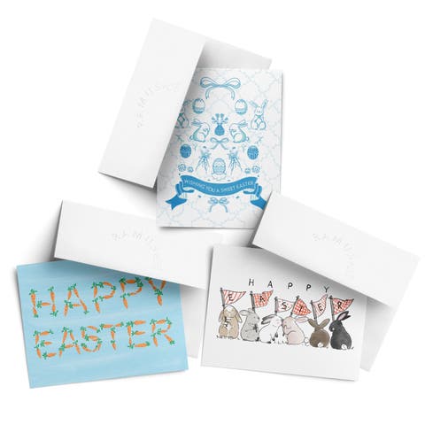 Easter Greeting Card Pack, 'Indigo Sweet, Bunnies, Carrots' (3 ct, Assorted)