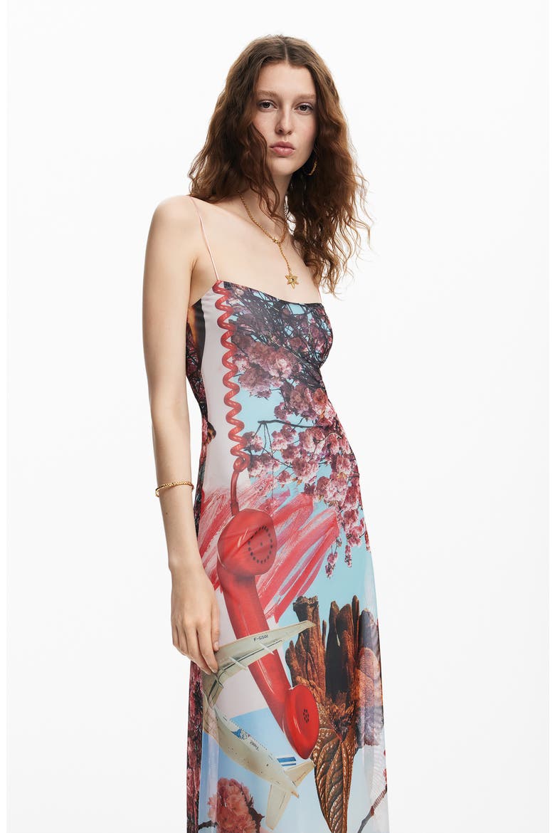 Surreal Blossom Stretch Slipdress, Alternate, color, BLUE/ RED MIX