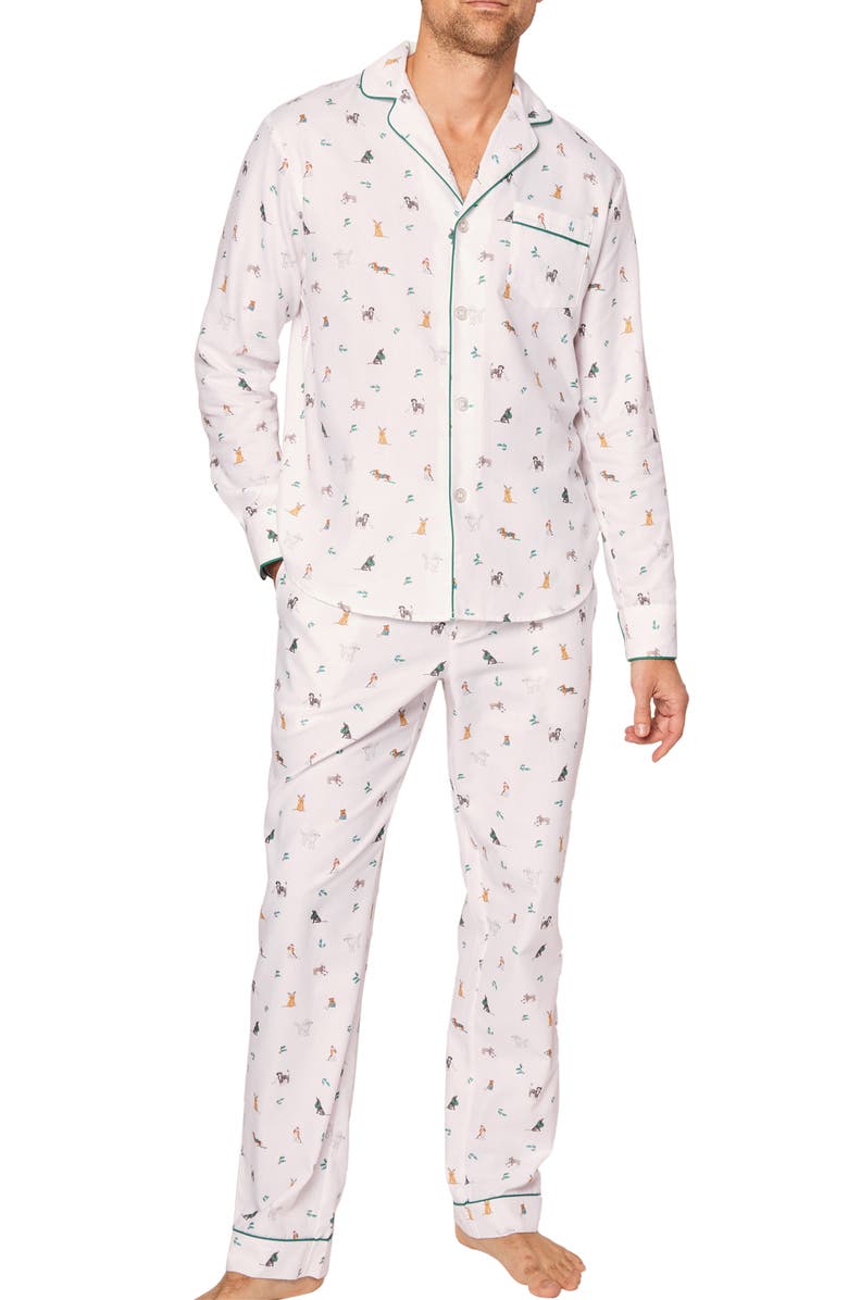 Petite Plume Jingle Paws Cotton Pajamas, Main, color, 