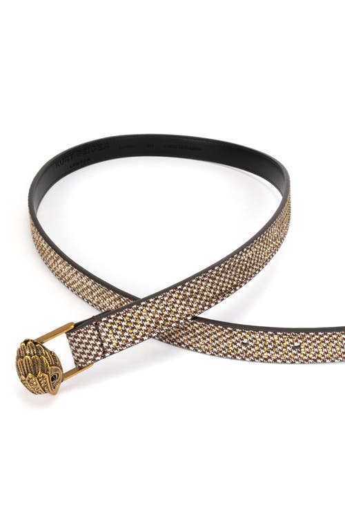 Kurt Geiger London Crystal Houndstooth Belt In Gold