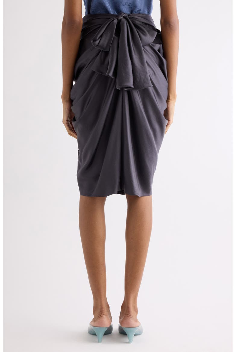 Gathered Organic Silk Satin Skirt, Alternate, color, ALMOST BLACK