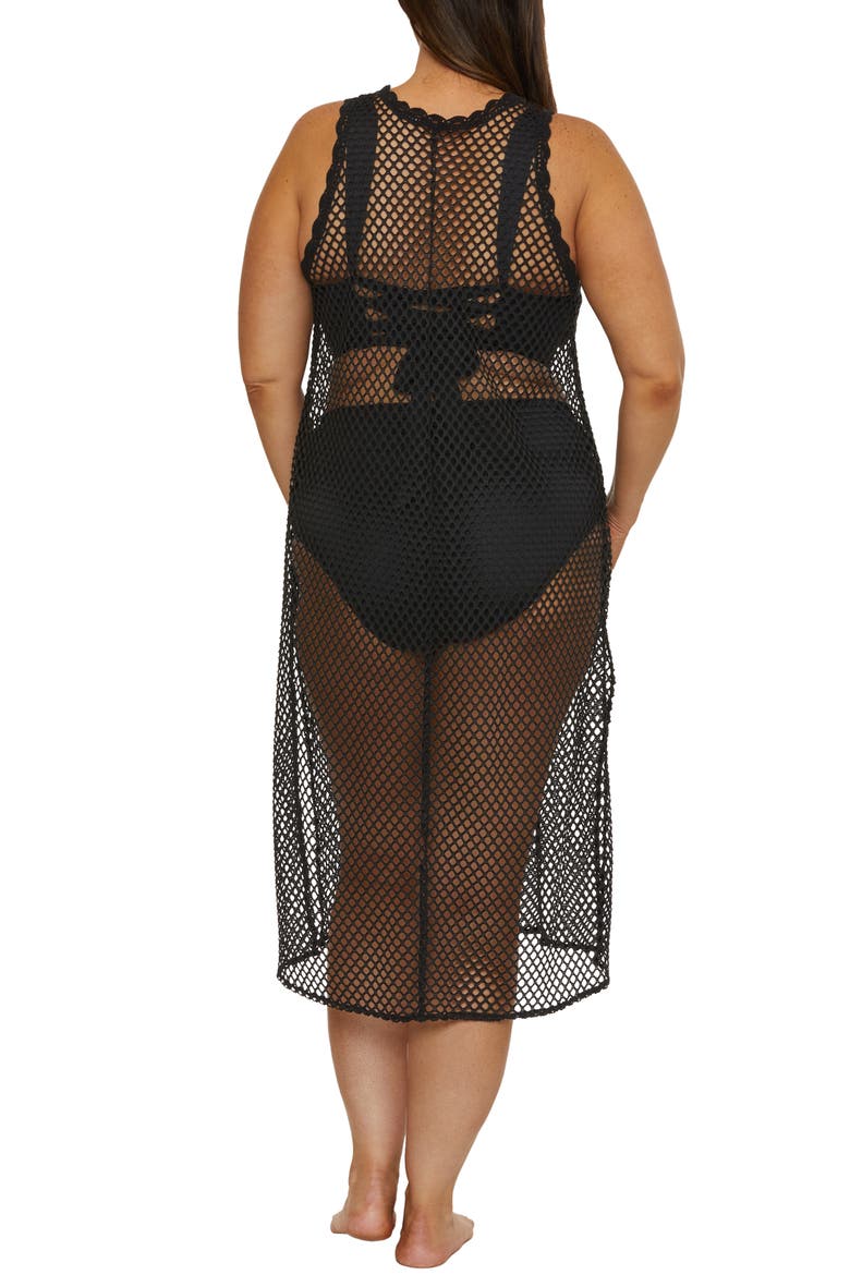 Castaway Island Sheer Mesh Cover-Up Dress, Alternate, color, BLACK