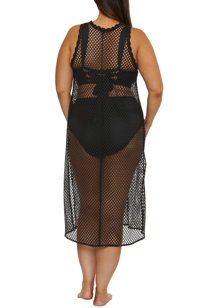 Becca Etc. Castaway Island Sheer Mesh Cover-Up Dress, Alternate, color, Black