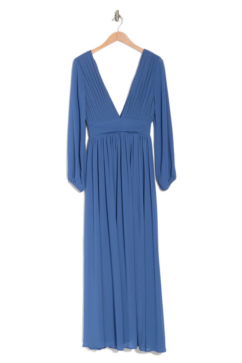 Iris Plunge Neck Long Sleeve Maxi Dress, Alternate, color, DUTCH BLUE