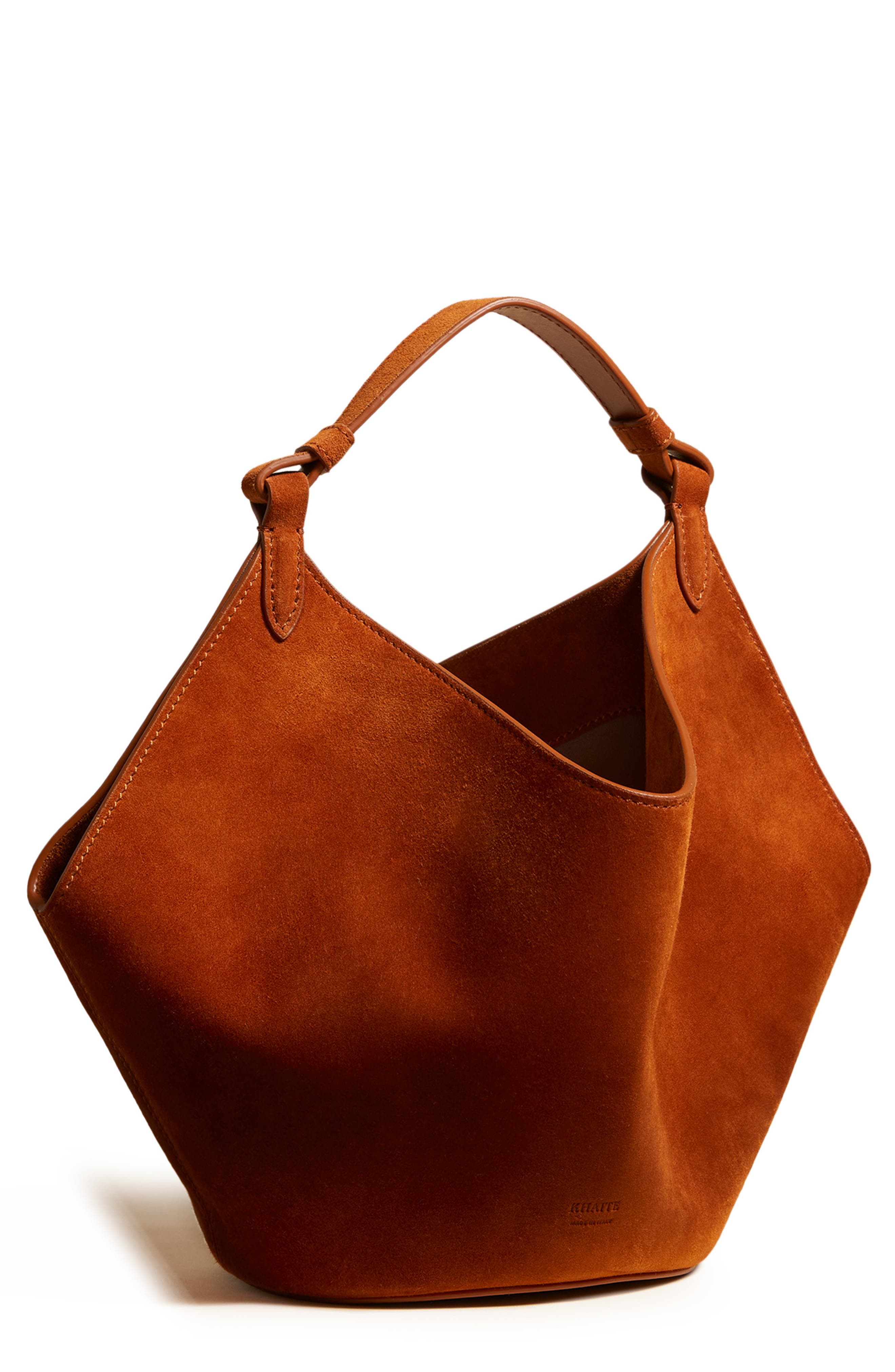 Khaite Mini Lotus Suede Tote, Main, color, 