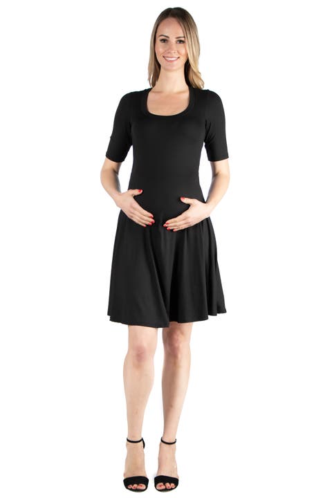 Maternity Knee Length A-Line Elbow Sleeve Dress