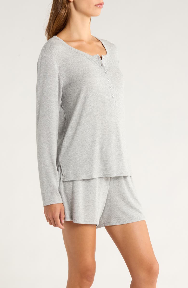 Nordstrom Moonlight Eco Rib Long Sleeve Shortie Pajamas, Alternate, color, Grey Heather