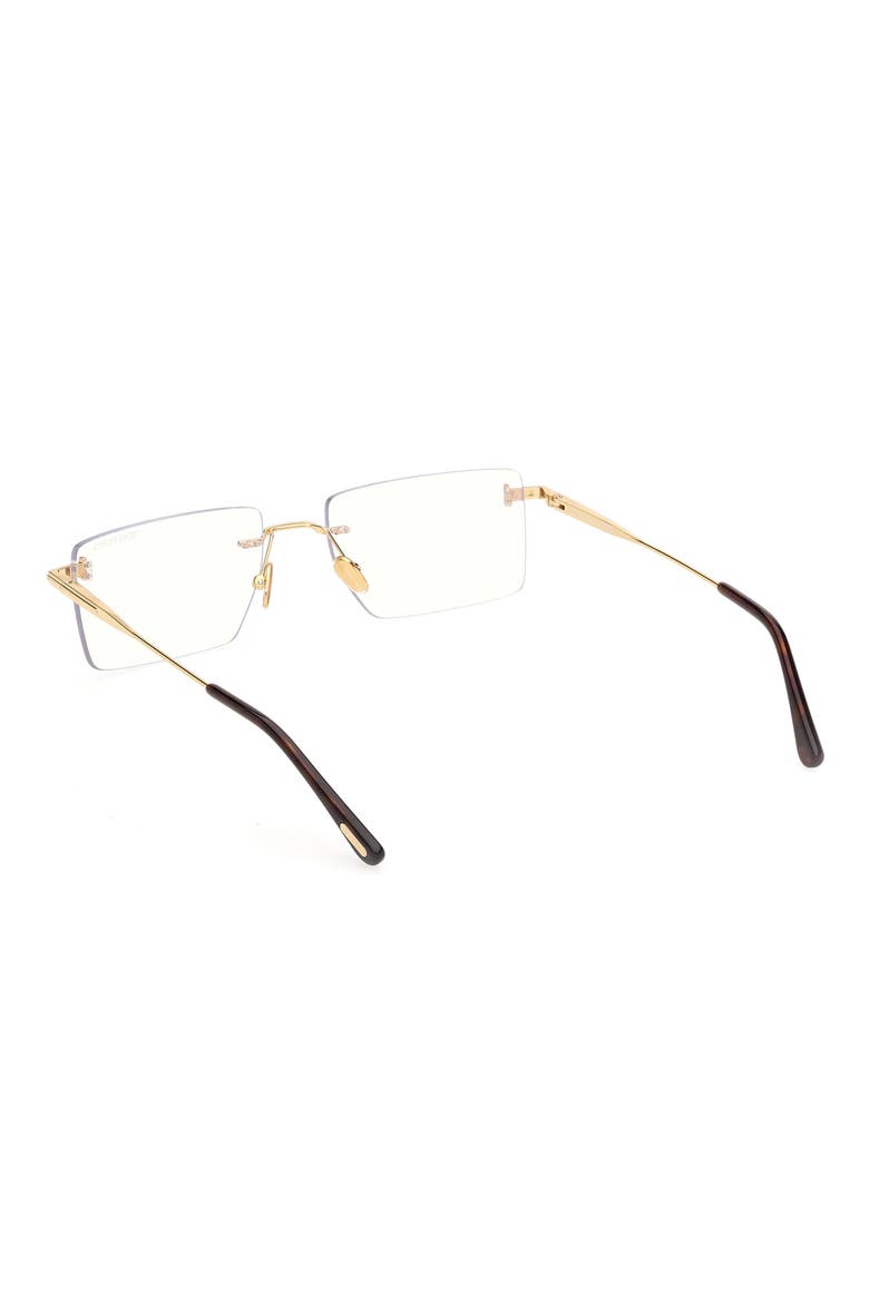 58mm Rectangular Blue Light Blocking Glasses, Alternate, color, SHINY TF GOLD GOLD BLUE BLOCK