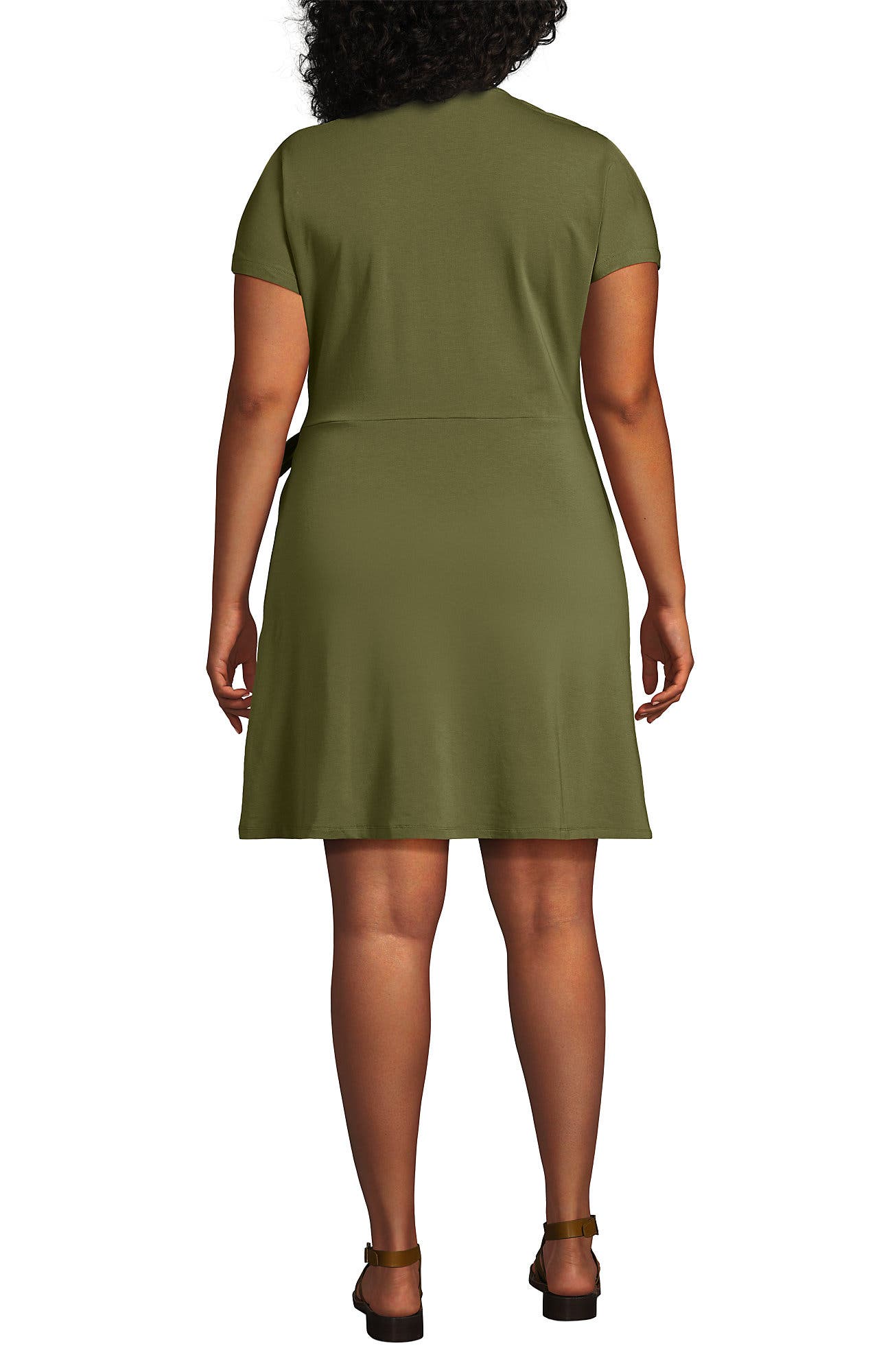 Plus Size Cotton Modal V Neck Mini Wrap Dess - image 2