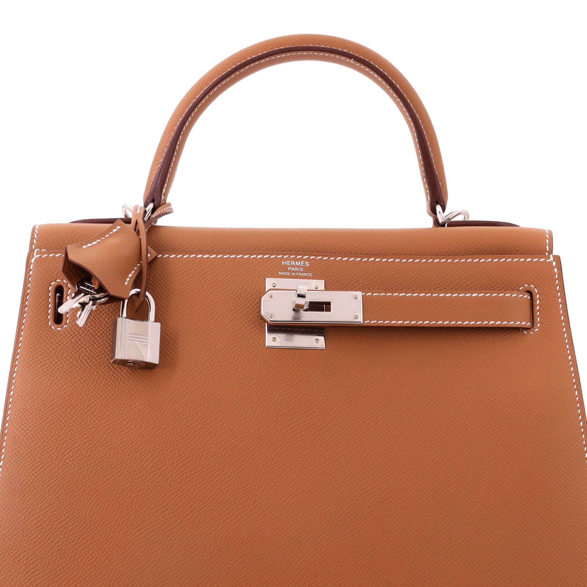 Kelly Handbag Brown Epsom with Palladium Hardware 28, Alternate, color, Gold