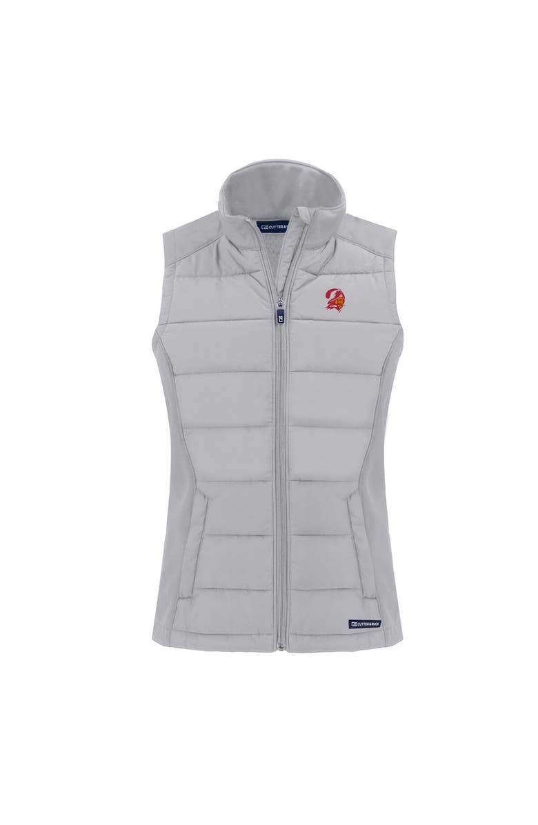 Cutter & Buck Women's Cutter & Buck Gray Tampa Bay Buccaneers Throwback Evoke Hybrid Eco Softshell Recycled Full-Zip Vest, Alternate, color,