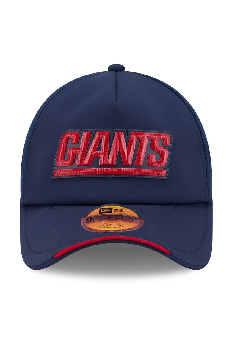 Men's New Era Navy New York Giants 2026 Sideline Throwback Apex 9FORTY Adjustable Trucker Hat, Alternate, color, Navy