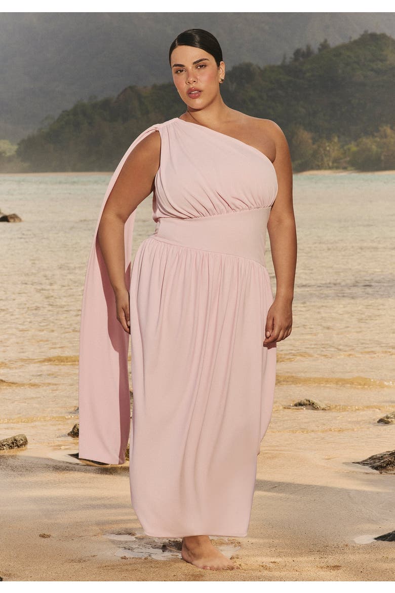 One-Shoulder Draped Maxi Dress, Main, color, PINK LADY