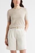 Caslon® Short Sleeve Merino Wool Blend Sweater Top