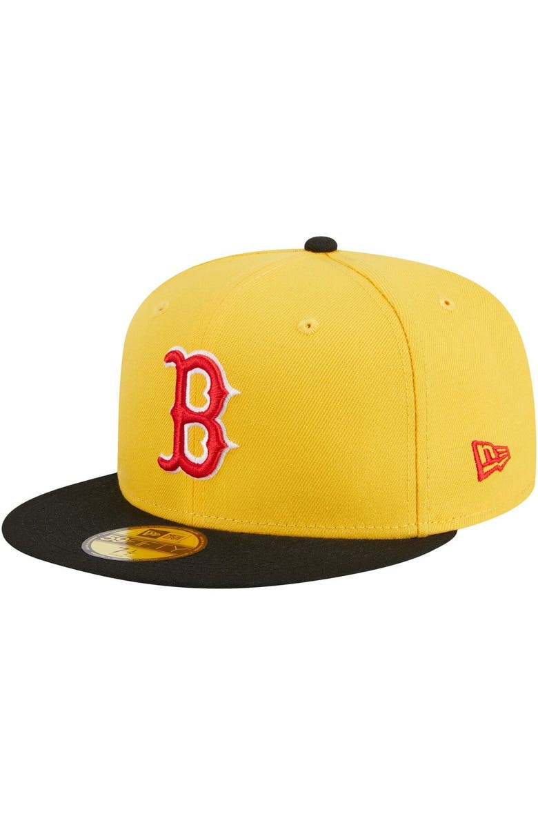 New Era Men's New Era Yellow/Black Boston Red Sox Grilled 59FIFTY Fitted Hat, Alternate, color, 
