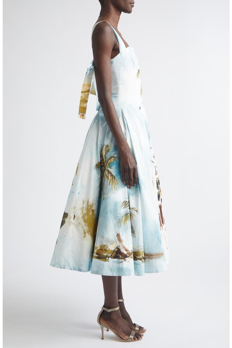 Dominican Landscape Stretch Poplin Sundress, Alternate, color, BLUE GREEN MULT