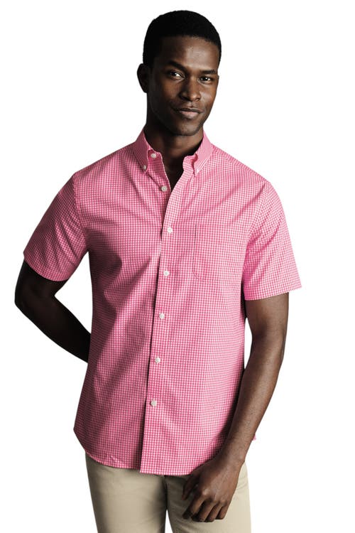 Charles Tyrwhitt Non-iron Stretch Check Short Sleeve Shirt